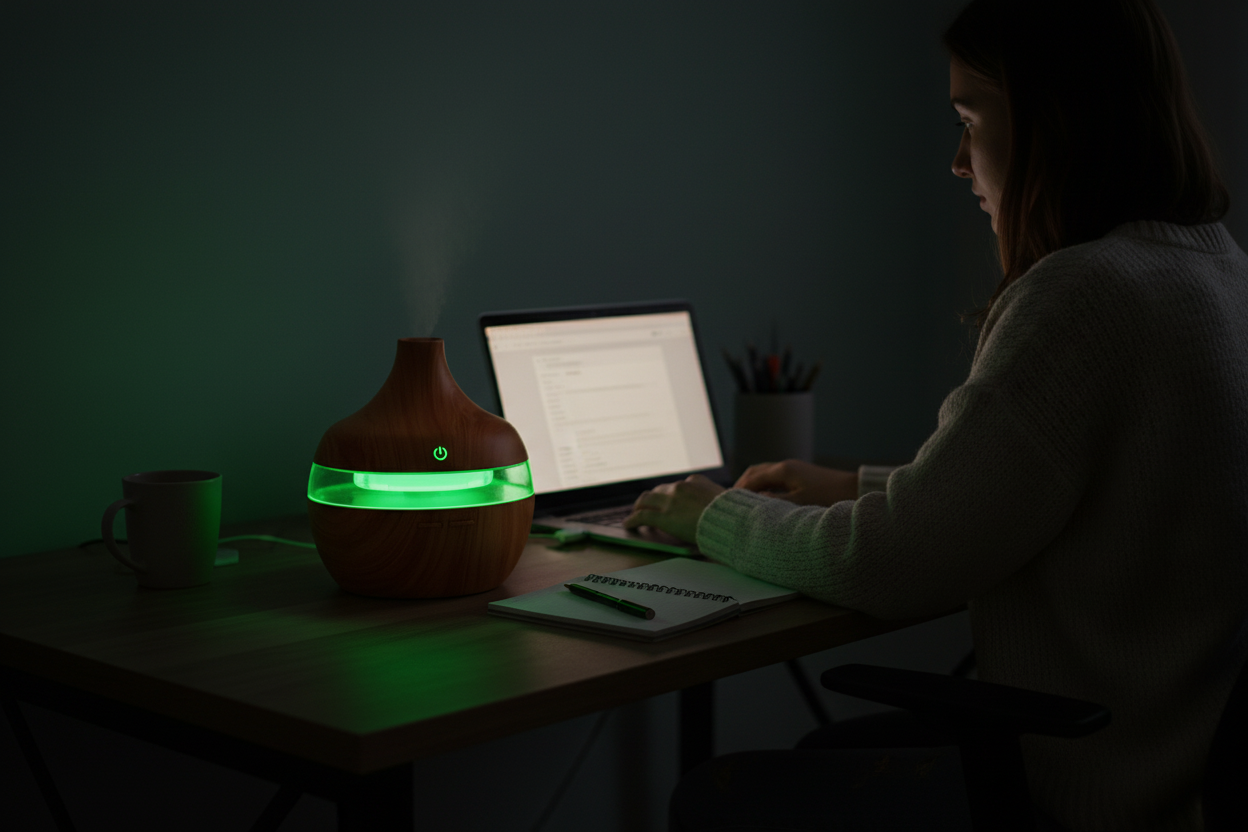 Home office evening ambiance